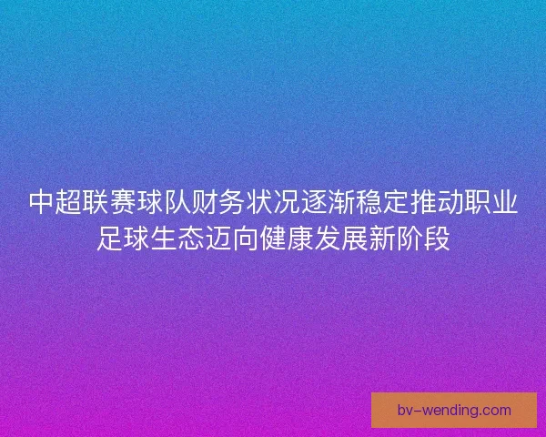 中超联赛球队财务状况逐渐稳定推动职业足球生态迈向健康发展新阶段