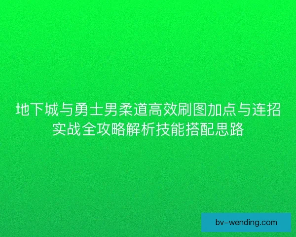 地下城与勇士男柔道高效刷图加点与连招实战全攻略解析技能搭配思路