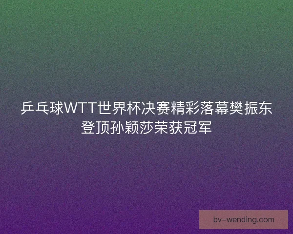 乒乓球WTT世界杯决赛精彩落幕樊振东登顶孙颖莎荣获冠军 乒乓球WTT世界杯决赛精彩落幕樊振东登顶孙颖莎荣获冠军