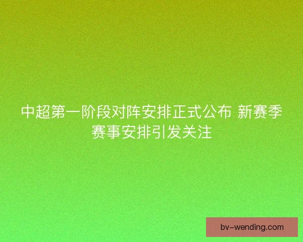 中超第一阶段对阵安排正式公布 新赛季赛事安排引发关注 中超第一阶段对阵安排正式公布 新赛季赛事安排引发关注